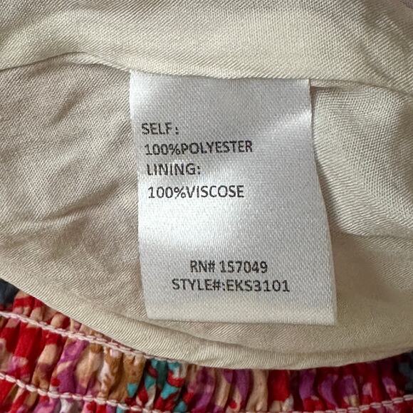 Fanco Mini Skirt Womens S Red Pink Floral Tiered Cottagecore Ruffle Boho Fairy - Picture 4 of 4